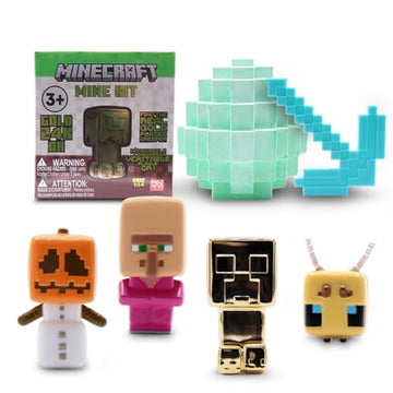 Minecraft Mine Kit - Dig Your Own Mystery Block with Mini?Figure, Iron Pickaxe, Water?Soak Mining Activity, Collectible Gold?Plated Creeper (1?in?48)