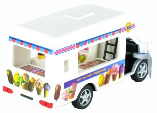 KiNSFUN Ice Cream Truck Die Cast Metal Toy w/Pullback Action
