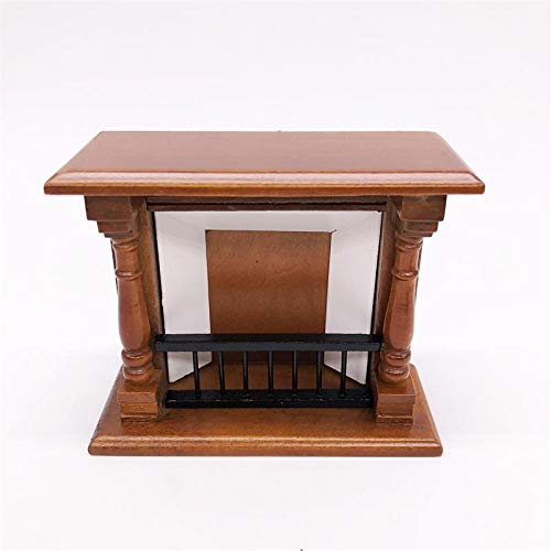 SXFSE Dollhouse Decoration Accessories, 1:12 Dollhouse Miniature Wooden Fireplace (Walnut, 10.6 x 4.4 x 8.8 cm)