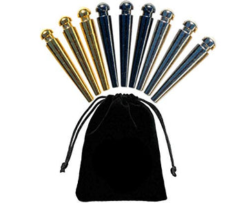 WE Games Premium Easy Grip Metal Cribbage Pegs with Tapered Design - Set of 9, Sleek and Stylish for Cribbage Boards, (3 Gold, 3 Silver, 3 Black) Fits