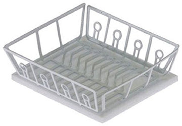 Dollhouse Miniature White Dish Drainer W Mat
