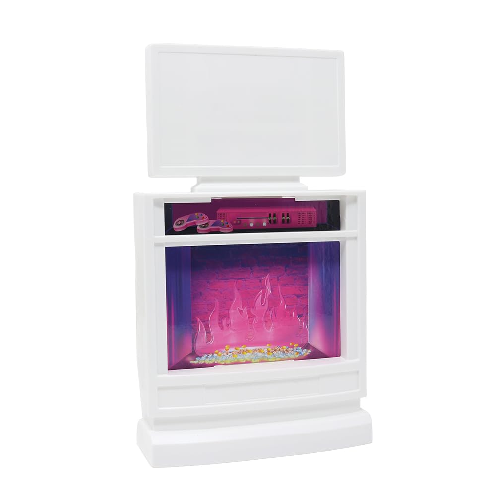 Replacement Part for Barbie Doll Dreamhouse Doll House Playset HMX10 - Replacement White Reversible Fireplace - TV - Gaming Stand and Buffet - Stereo