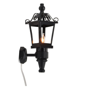 iLAND Dollhouse Accessories of Dollhouse Lights Metal Black Wall Light w/Plug, Exquisite Miniature Wall Lamp Mini House Lighting Decor Fits 1/12 Scale
