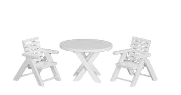 Dollhouse Miniature 1:12 Scale 3 Pc White Table and Chairs Set #M0356