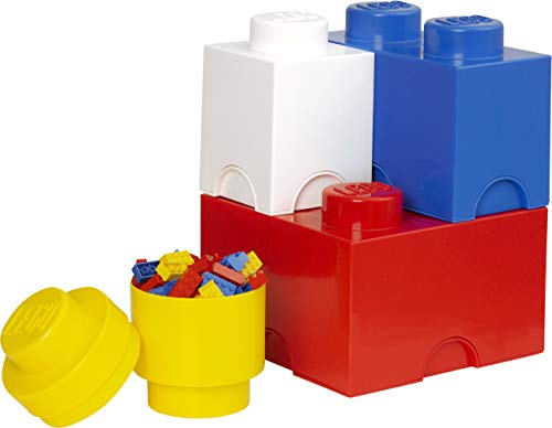 LEGO Storage Brick Multi Pack (4 Piece), Bright Red/Bright Blue/Bright Yellow/White (40150601)