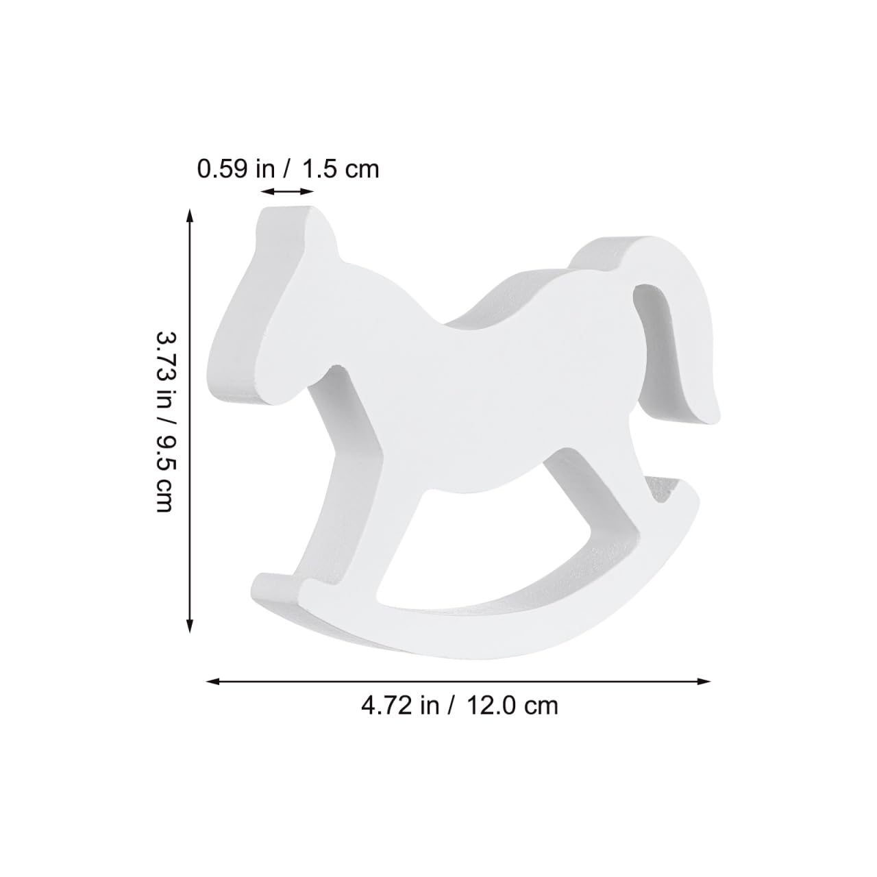 12 * 9.5 * 1.5cm Wooden Rocking Horse Table Decoration Craft Home Art Furnishing Centerpiece Ornament White