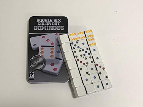 Double 6 Color Dot Dominoes,Set of 28 Dominoes Game Case Color May Vary