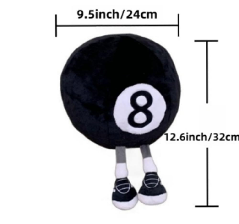 Xshelley 12.6 inch Billiard 8 Ball Plush Toy Pillow-3D Black 8 Billiard Ball Throw Pillow-Black Circle Pillow Plush Stuffed Billiards Decoration Gifts
