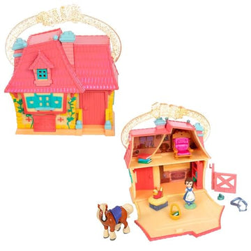 Disney Store Official Princess Micro Toy Set - Beauty & The Beast - Set Includes Micro Figures of Belle, Philippe, & her Cottage - Portable Playset