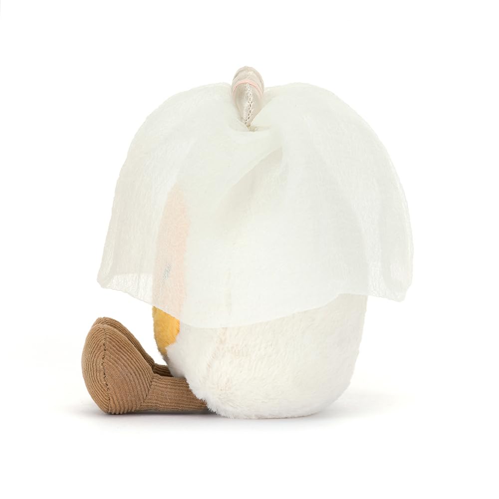 Jellycat Amuseables Boiled Egg Bride Stuffed Toy, 5.5 inches - Food Plush - Fun Wedding & Engagement Gift