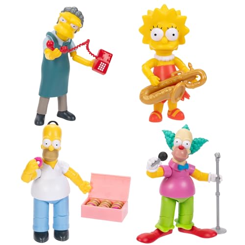 JAKKS Pacific Disney The Simpsons Action Figures 4-Pack 5-Inch Collectible Figures from Wave 2 - Lisa, Krusty, Moe and Homer