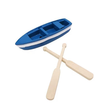 Mini Rowboat Mini Tiny Wooden Boat with Oars for Fairy Garden Kits for DIY Fairy Garden Dollhouse Decoration, Canoe Model Figurines Miniature