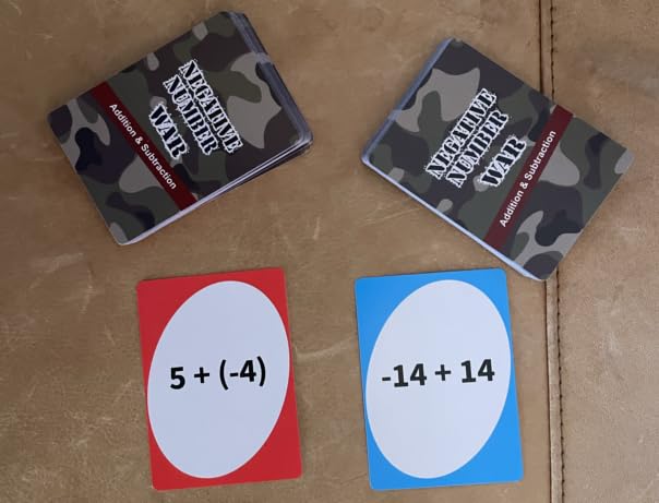 Negative Number War - A Fun Pre-Algebra Math Game for Kids 8-12 and Adults. Practice Adding and subtracting Negative Numbers While Having Fun!