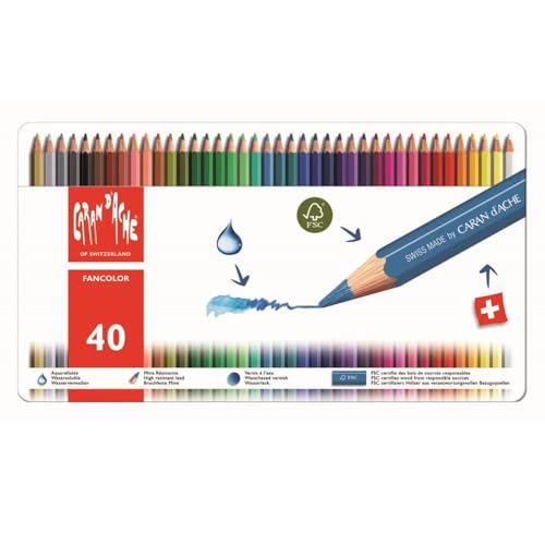 Caran d'Ache Fancolor Color Pencils, 40 Colors