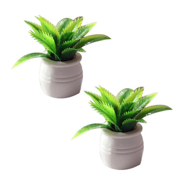 2 Pieces Dollhouse Decoration Plant Pots Miniature Green Potted Bonsai Model Dollhouse Accessories Decor,1:12 Scale Doll House Miniature Plant Model