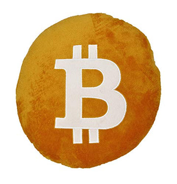 Bitcoin Pillow - Embroidered Round Stuffed Plush BTC Crypto Cushion - Soft Bitcoin Decor for Traders & Crypto Fans