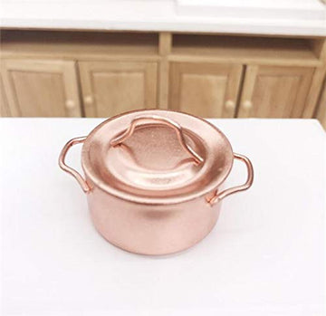 EatingBiting Mini Soup Pot 1/12 Dollhouse Miniature Kitchen Copper Pots 1:12 Miniature Furniture Kitchen Room Soup Pot Cooking Landscape Miniature