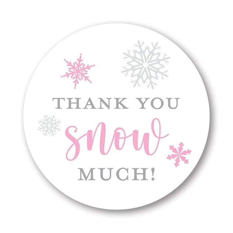 2"" Round Snowflakes Thank You Snow Much Favor Stickers (40 Labels) (Pink)