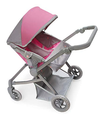 Badger Basket Voyage Twin Carriage Doll Stroller for 18 to 20-Inch Dolls with Rotating Pram Handle and Storage Features - Perfect for Little Mommies