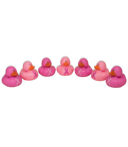 Vinyl Pink Ribbon Rubber Duckies (12 Pack) 2". Vinyl.