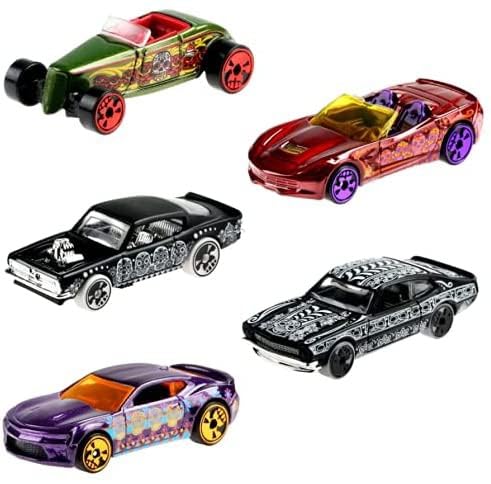 Hot Wheels 2023 Día de Los Muertos Halloween Complete 5?Car Set - Die?Cast Metal, 1:64 Scale, Ages 3+