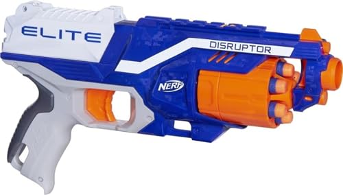 NERF Disruptor Elite Blaster - 6-Dart Rotating Drum, Slam Fire, Includes 6 Official Nerf Elite Darts - for Kids, Teens, Adults (Amazon Exclusive)