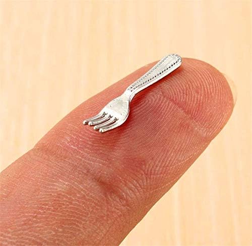 EatingBiting 12Pcs Set 1:12 Dollhouse Miniature Dollhouse Kitchen Silverware Forks Spoons 1/12 Scale Miniature Doll Tableware Decoration , Exquisite