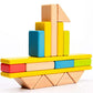 moderngenic 'Wonderland' Wooden Geometrical Building Blocks, 32 Piece Large Geometrical Rainbow Stacker, Stacking & Nesting Construction Toys