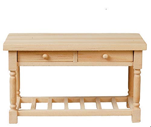 Melody Dollhouse Kitchen Table Work Bench Miniature Unfinished Bare Wood Furniture