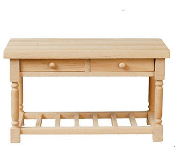 Melody Dollhouse Kitchen Table Work Bench Miniature Unfinished Bare Wood Furniture