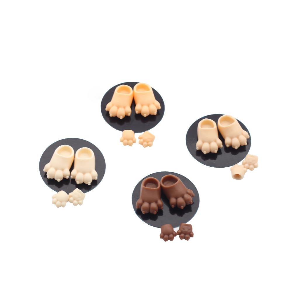 niannyyhouse DOD Stretch Cord Style 10.5cm Doll Action Figures Body Cats Hands Foot Suitable for 1/12 BJD Dolls Head (Milky White-Standard Package A)