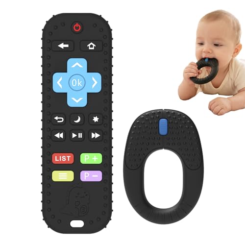 WALULAN 2 Pack Silicone Teething Toys for Babies 6-12 Months, Babys Controller Sensory Teether, Baby Chew Toys for Infant Toddler Girl Boy Gifts