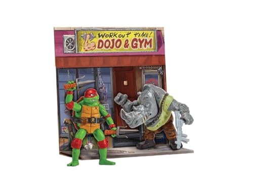 Teenage Mutant Ninja Turtles Mutant Mayhem Mutation Station Raphael vs Rocksteady Action Figure Battle Pack, 2-Pack