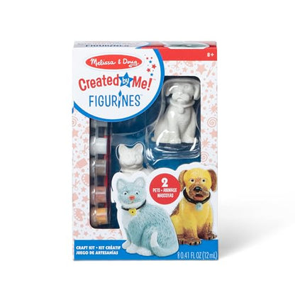 Melissa & Doug Created by Me! Pet Figurines Craft Kit (Resin Dog and Cat, 6 Paints, Paintbrush)