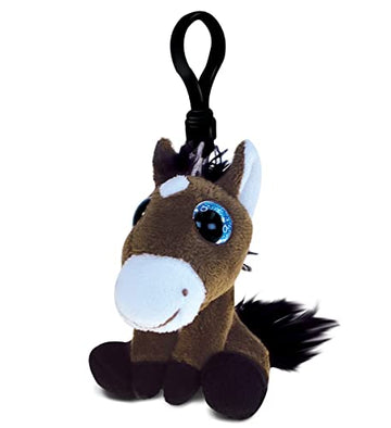DolliBu Big Eyes Stuffed Animal Toy Keychain - Soft Horse Keychain Charm for Backpack, Handbag and Purse - 5.75 Inches