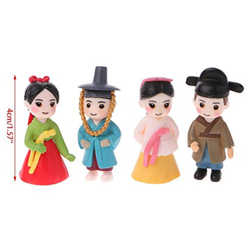 LANDUM Korean Lovers Figurine Ornaments Miniature Dollhouse Bonsai Fairy Garden Decor Red + Blue