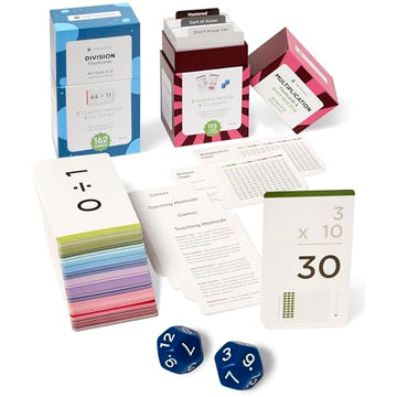 Think Tank Scholar 335 Multiplication & Division Flash Cards (Award Winning) 1 Fact Per Card with Visual Aids - All Facts 0-12 + Dice, Games & Charts