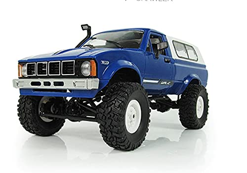 FMTStore WPL C24 1/16 2.4GHz 4WD RC Car Crawler Headlight Remote Control Crawler Off-Road Pick-up Truck RTR Toy Boy, Girl and Adult (Blue)