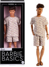 Barbie Basics Model Collector Ken Fashion Doll 10 with Brunette Hair in Shirt & Shorts with Matching Print, Universal-fit Fashions & Posable Body
