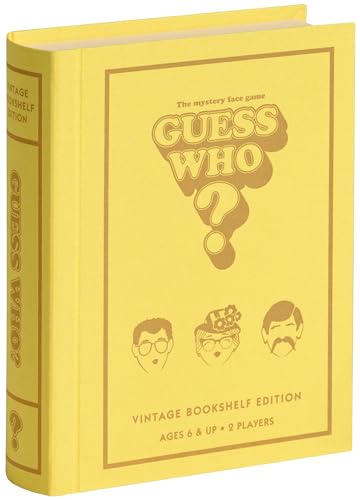 WS Game Company Guess Who? Vintage Bookshelf Edition, Linen Wrapped Book Box & Slipcase, Inspired by 1991 Version, Classic Board Games for Kids