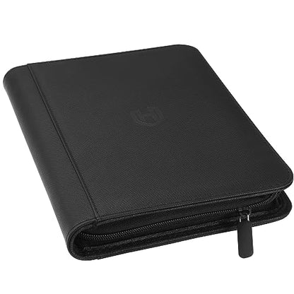 Card Binder 4 Pocket with Zipper, 288 Pockets Trading Card Holder Book, Premium PU Cover Zip Folder Binder, Side Loading Carrying Case Binder Album