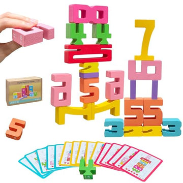 20Pcs Wooden Number Building Blocks,Montessori Number Blocks Math Learning Digital Building Blocks Digital Educational Counting Learning Toys