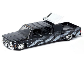 1973 Super 30 Pickup Truck Black with American Flag Graphics Limited Edition to 8250 Pieces Worldwide 1/64 Diecast Model Car by M2 39000-MJS07