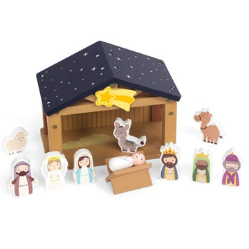 WOODENFUN Toy Nativity Set for Kids?Wooden Christmas Nativity Scene Miniature Holy Family Figurines Gifts for Children Boys Girls 3+ Years Old