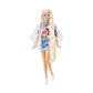 Barbie Extra Doll and Accessories with Extra-Long Blonde Hair Wearing Floral Outfit & Poncho with Pet Bunny