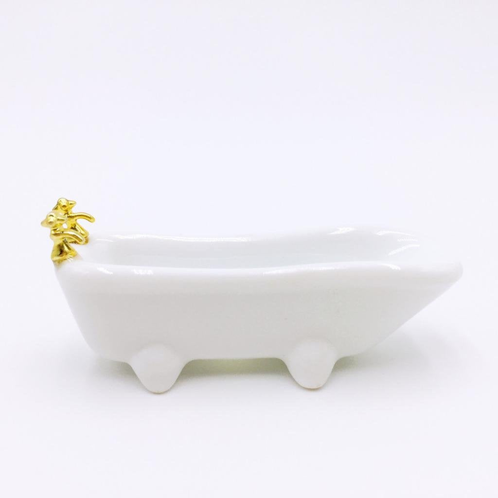 Jili Online 3PCS/Set 1/24 Dollhouse Miniature Decor Porcelain Bathroom Furniture - White