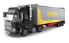 General Jim's Black Semi Truck Building Blocks Set - 231mm Highly Detailed Model - Realistic Black Cab, Gray and Yellow Trailer, Mirrors, Exhaust
