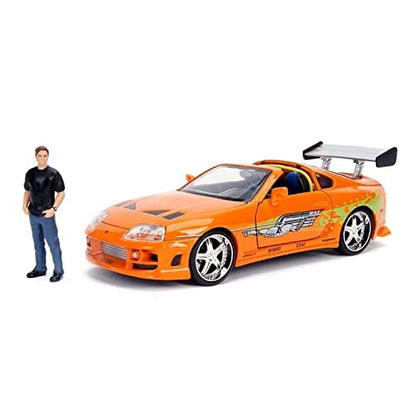 Jada Fast & Furious Brian’s 1995 Toyota Supra Diecast Model - 1:24 Scale Durable Die Cast Car - Includes Brian O' Conner Figure - Perfect