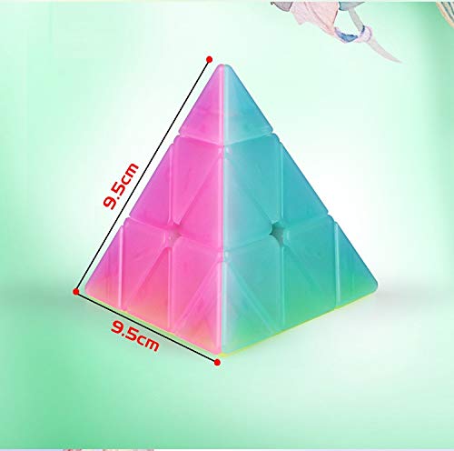 Jelly Windmill Speed Cube Pyramid Speed Cube Triangle Stickerless Vivid Color Magic Cube 3x3x3 Sturdy and Smooth Puzzle Toy ABS Plastic Material