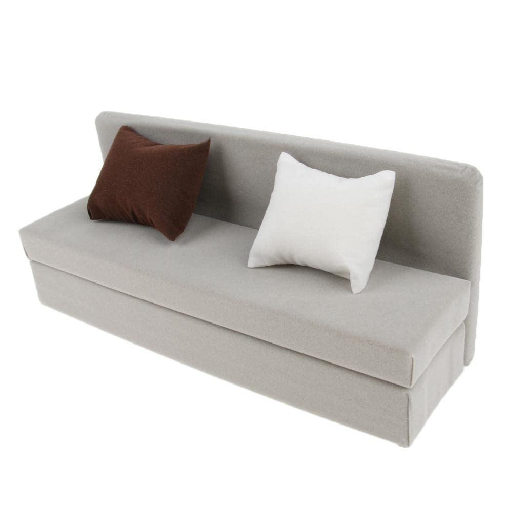 1/6 Scale Long Sofa with Cushions Furniture Set for 12'' Action Figure - Gray, as described